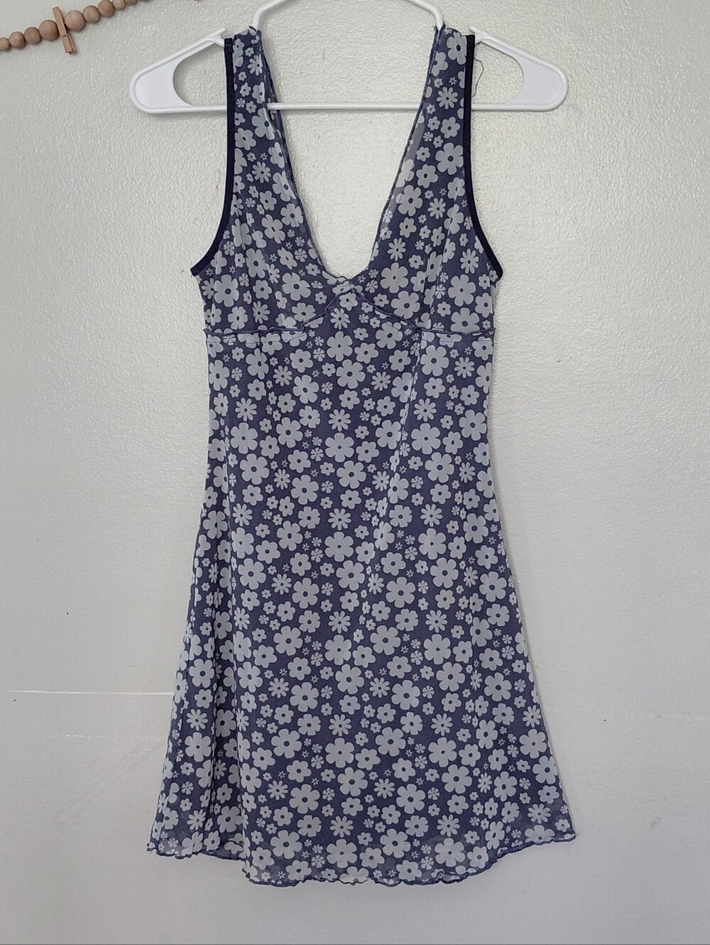 Daisy Mesh Overlay Sleeveless Triangle Cup Mini Dress